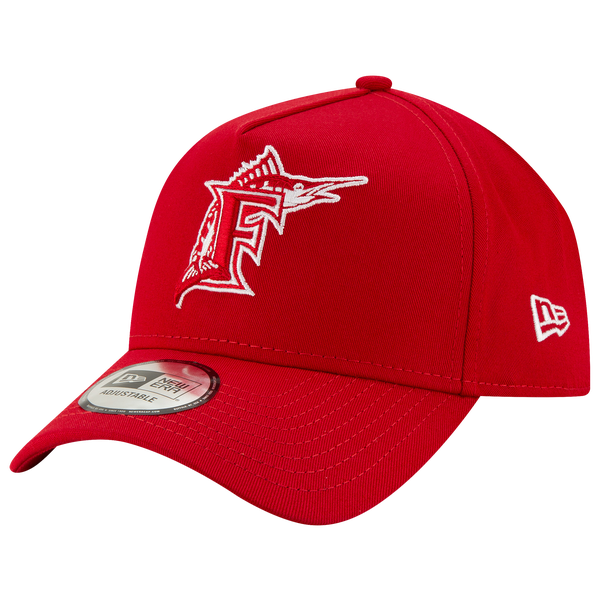 New Era Marlins 9Forty A Frame Cap - Men's - Red/White - Image 2
