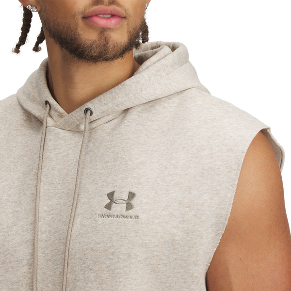 Under Armour Icon Fleece Sleeveless Hoodie - Men's - Timberwolf Taupe/Timberwolf Taupe - Image 3