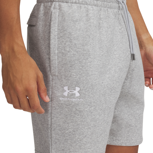 Under Armour Essential Fleece Shorts - Men's - Mod Gray/White - Image 3