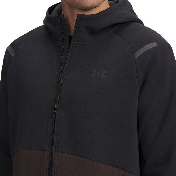 Under Armour Unstoppable Fleece Full-Zip Hoodie - Men's - Black/Kona Brown/Black - Image 3