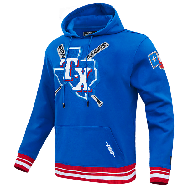 Pro Standard RANGERS MASH UP M RIB FLC PO HOODIE - Men's - Royal Blue/Red - Image 3