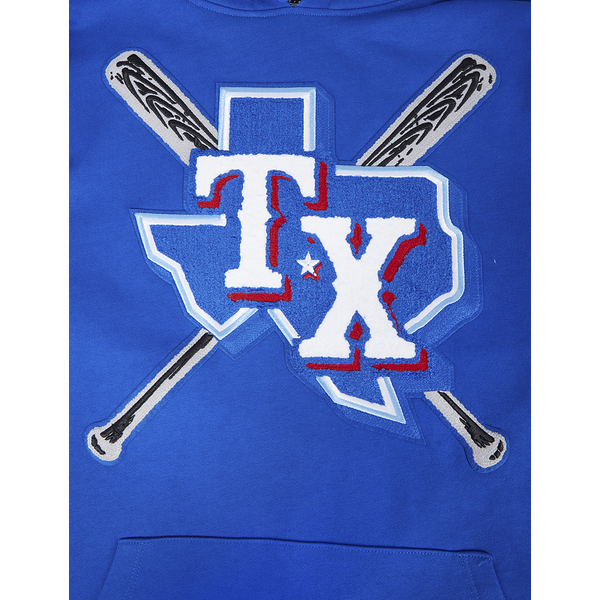 Pro Standard RANGERS MASH UP M RIB FLC PO HOODIE - Men's - Royal Blue/Red - Image 5