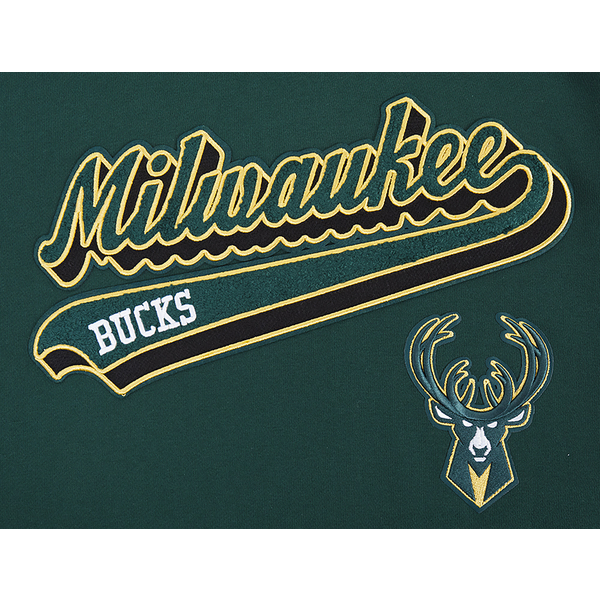 Pro Standard BUCKS SCRIPT TAIL RIB FLC PO HOODIE - Men's - Forest Green - Image 5
