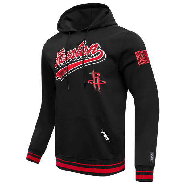 Pro Standard ROCKETS SCRIPT TAIL RIB FLC PO HOODIE - Men's - Black/Black/Red - Image 3