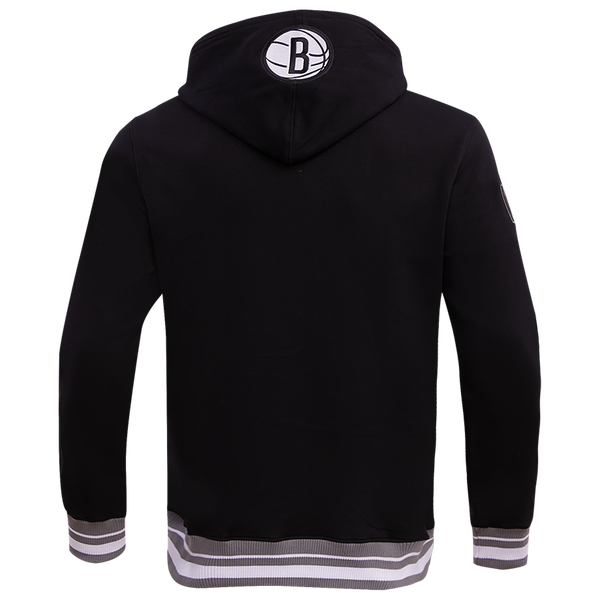 Pro Standard NETS SCRIPT TAIL RIB FLC PO HOODIE - Men's - Black/Gray - Image 2