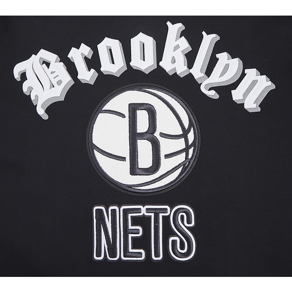 Pro Standard NETS OLD ENGLISH FLC PO HOODIE - Men's - Black - Image 5