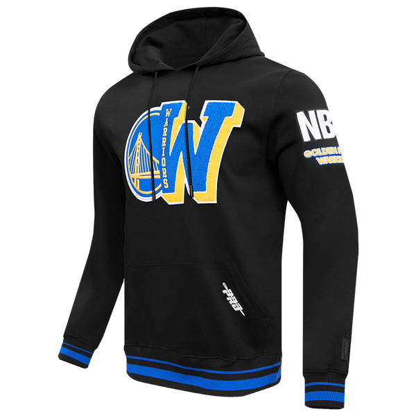 Pro Standard WARRIORS MASH UP RIB FLC PO HOODIE - Men's - Black/Royal Blue/Black - Image 3