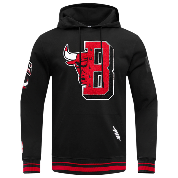 Pro Standard BULLS MASH UP RIB FLC PO HOODIE - Men's - Black/Red/Black