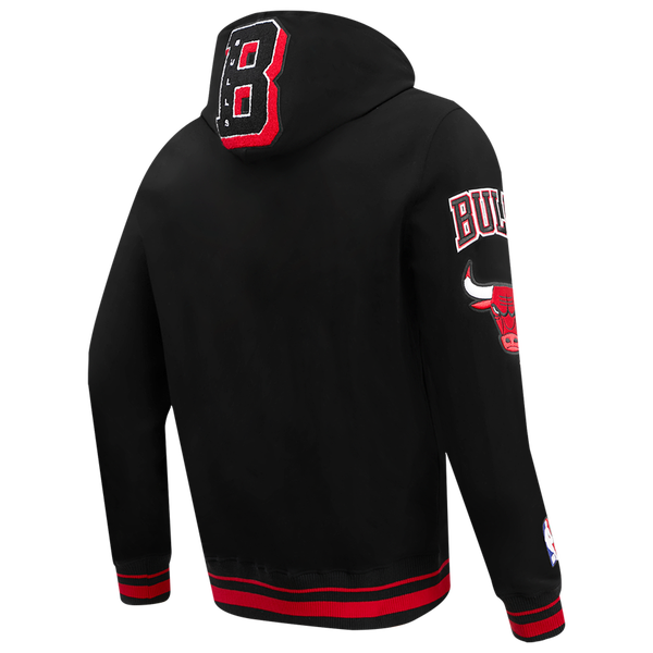 Pro Standard BULLS MASH UP RIB FLC PO HOODIE - Men's - Black/Red/Black - Image 4
