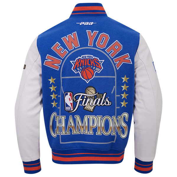 Pro Standard Knicks NBA Finals 2026 Rib Wool Varsity Jacket - Men's - Royal/Orange/Royal - Image 4