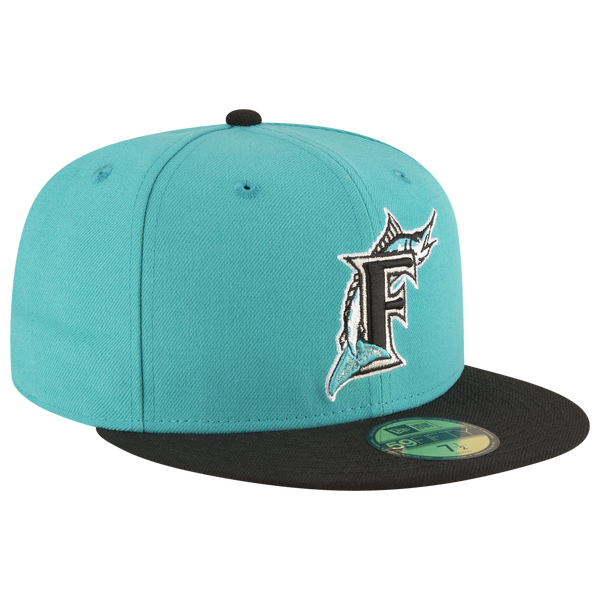 New Era Marlins 59Fifty World Series Side Patch Cap - Men's - Teal/Black - Image 3