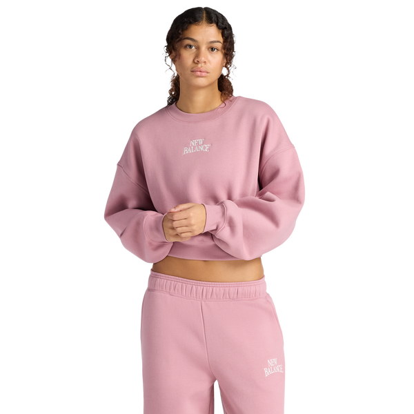 New Balance Linear Heritage Fleece Crew - Women's - Rosewood/Rosewood