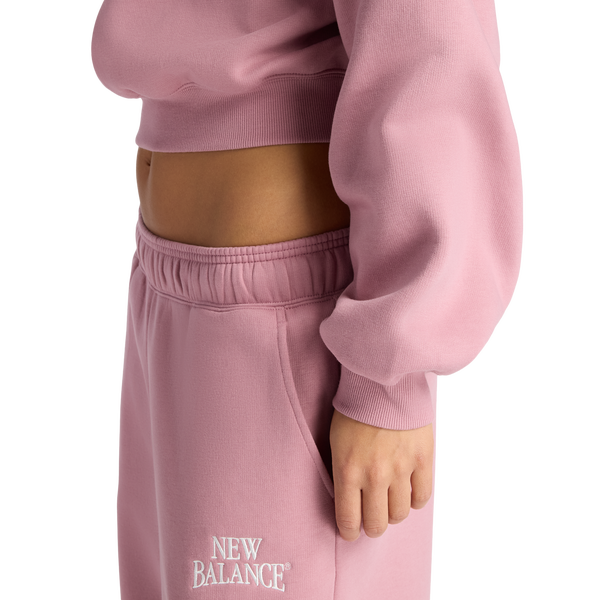 New Balance Linear Heritage Fleece Crew - Women's - Rosewood/Rosewood - Image 5