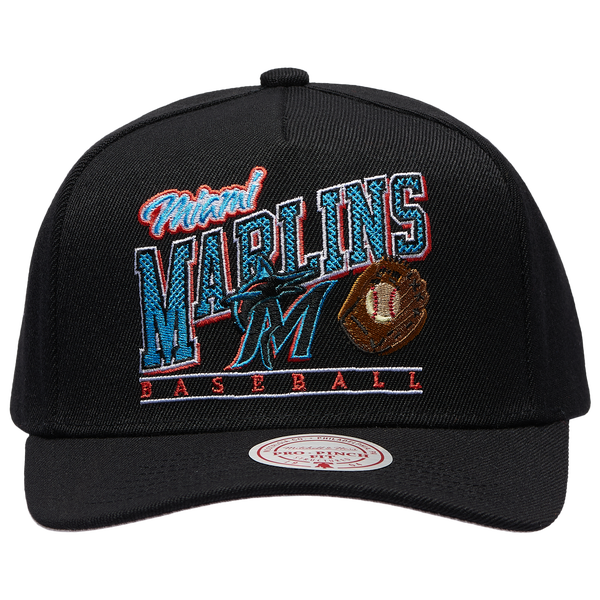 Mitchell & Ness Marlins Baseline Pro Pinch Cap - Adult - Black - Image 2
