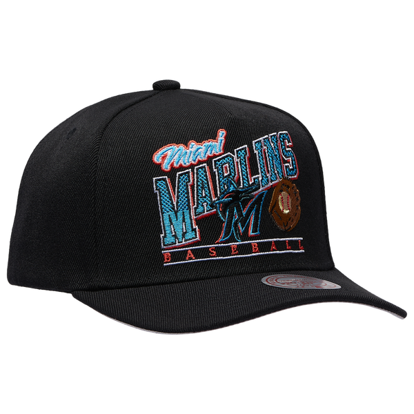 Mitchell & Ness Marlins Baseline Pro Pinch Cap - Adult - Black - Image 3