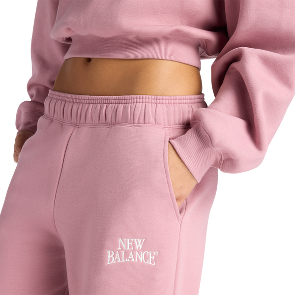 New Balance Linear Heritage Fleece Barrel Pants - Women's - Rosewood/Rosewood - Image 4