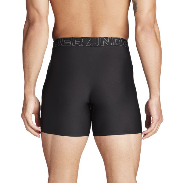 Under Armour Performance Tech Mesh Boxer Brief- Solid 6IN 3PK - Men's - Black/Black/Black - Image 2