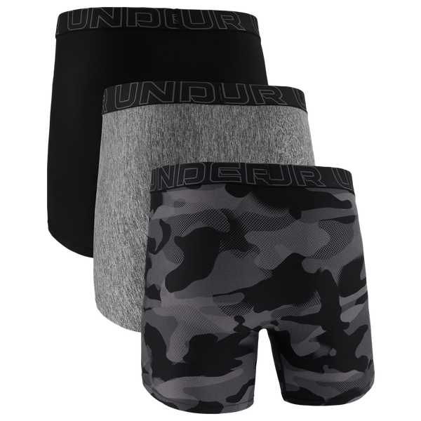 Under Armour Performance Tech Boxer Brief- Print 6 IN 3PK - Men's - Black/Black/Castlerock - Image 5