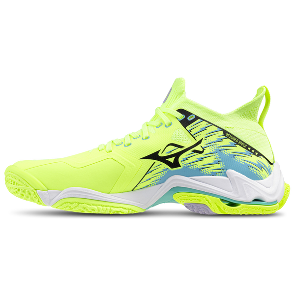 Mizuno Wave Lightning NEO 3 - Men's - Misty Blue/Neo Lime - Image 2