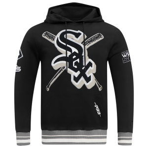 Pro Standard WHITE SOX MASH UP RIB FLC PO HOODIE - Men's - Black/Gray