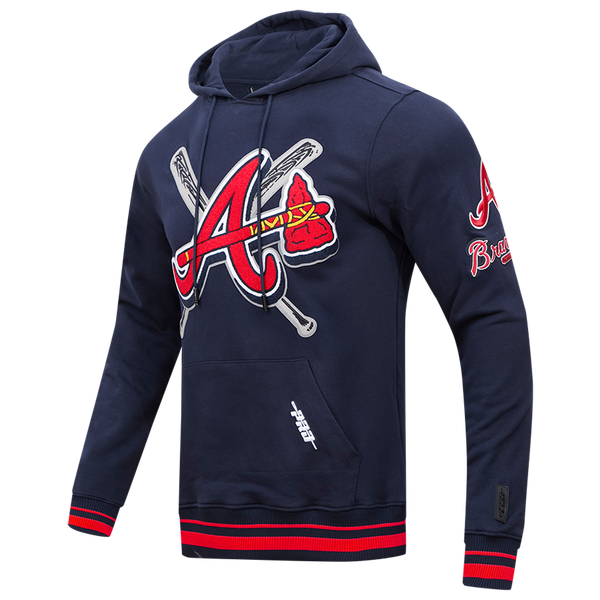 Pro Standard BRAVES MASH UP RIB FLC PO HOODIE - Men's - Midnight Navy/Red/Midnight Navy - Image 3