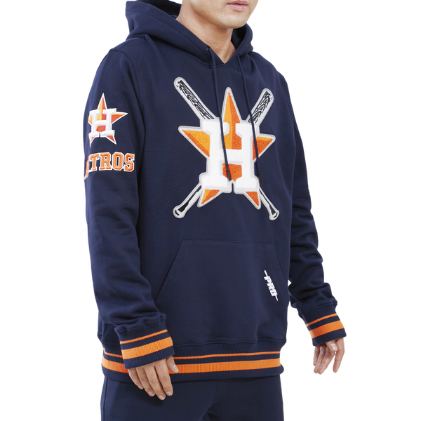 Pro Standard ASTROS MASH UP RIB FLC PO HOODIE - Men's - Midnight Navy/Midnight Navy/Orange - Image 3