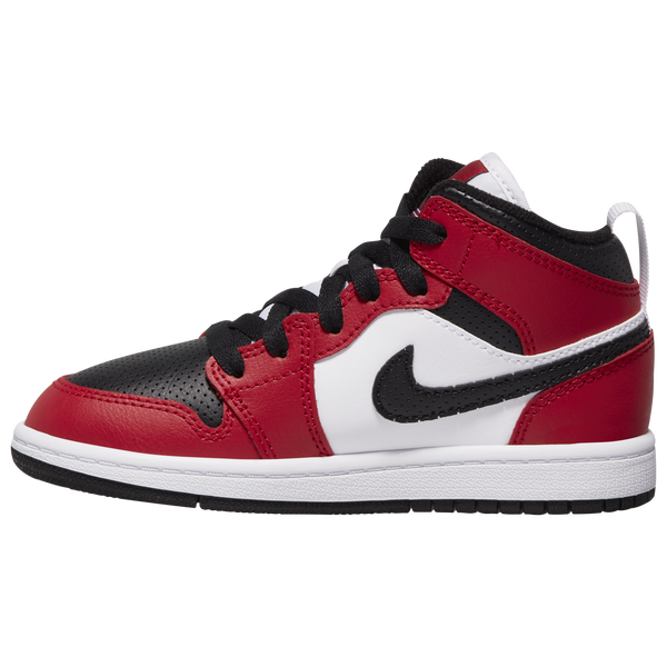 Jordan AJ 1 Mid - Boys' Preschool - Black/Gym Red/Black - Image 2