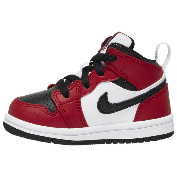 Jordan AJ 1 Mid - Boys' Toddler - Black/Gym Red/Black - Image 2