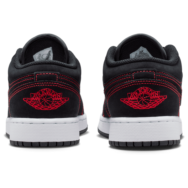 Jordan AJ 1 Low - Boys' Grade School - Black/University Red/White - Image 3