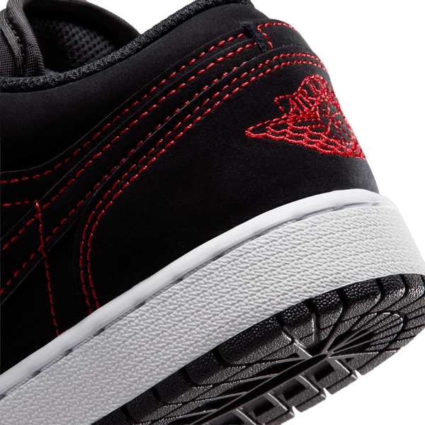 Jordan AJ 1 Low - Boys' Grade School - Black/University Red/White - Image 8