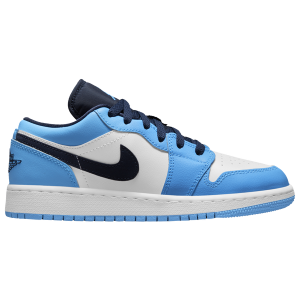Jordan AJ 1 Low - Boys' Grade School - Dk Powder Blue/Obsidian/White