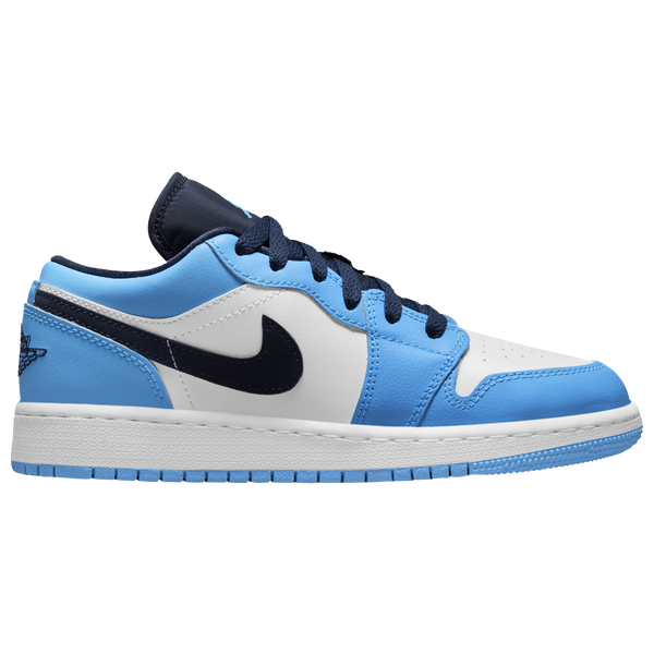 Jordan AJ 1 Low - Boys' Grade School - Dk Powder Blue/Obsidian/White