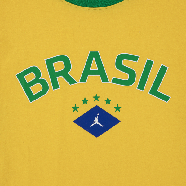 Jordan Brasil Kids Short Sleeve T-Shirt - Boys' Grade School - Yellow/Green - Image 3