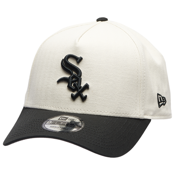 New Era White Sox 940AF Herringbone Cap - Adult - White/Black