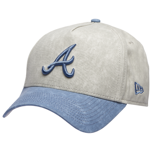 New Era Braves 9FORTY A-Frame Washed Cap - Adult - Grey/Navy