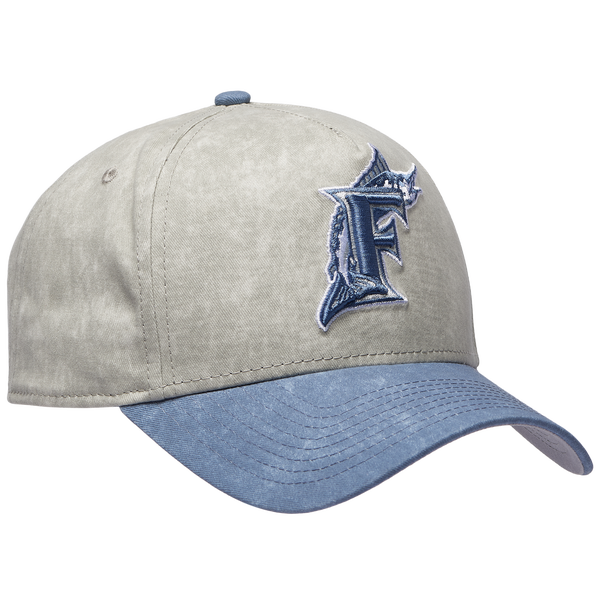 New Era Marlins 9FORTY A-Frame Washed Cap - Adult - Grey/Navy - Image 3