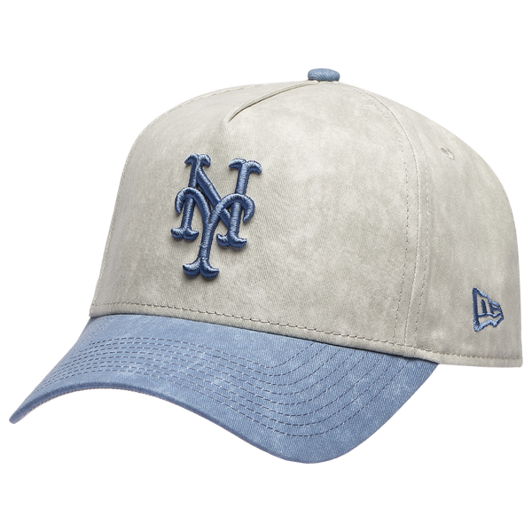 New Era Mets 9FORTY A-Frame Washed Cap - Adult - Grey/Navy