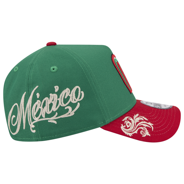New Era Mexico 9FORTY A-Frame Script Wordmark Cap - Adult - Green/Red - Image 4