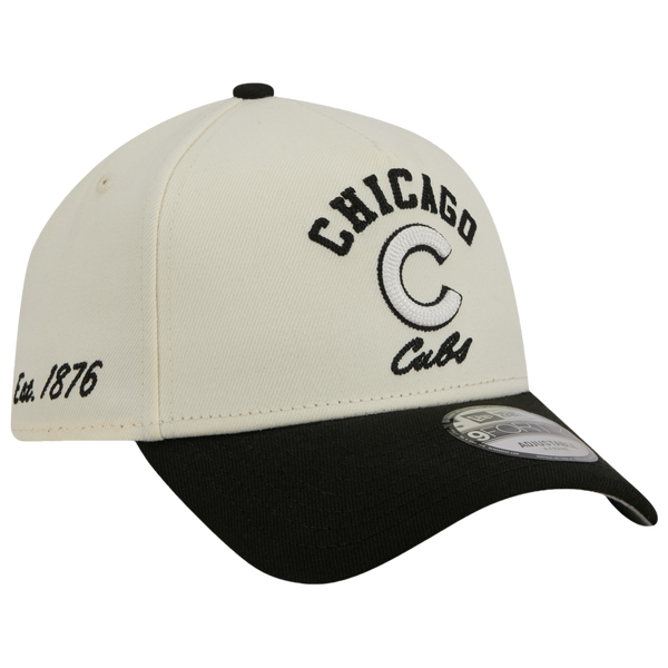 New Era Cubs 9FORTY A-Frame UPSD Arch Cap - Adult - White/Black - Image 3
