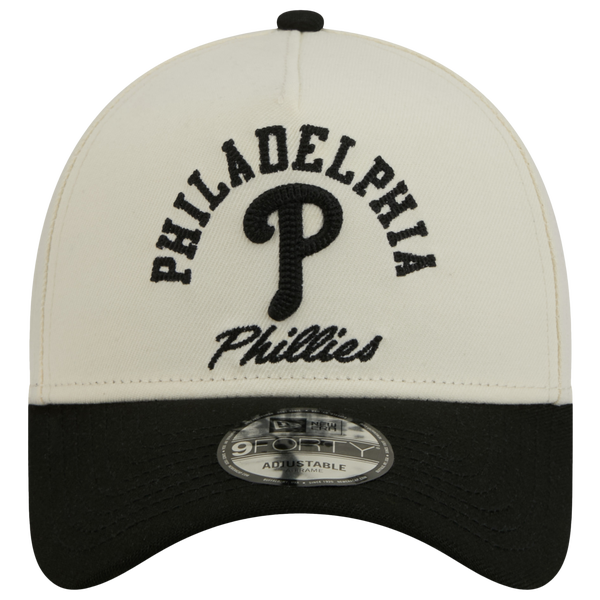 New Era Phillies 9FORTY A-Frame UPSD Arch Cap - Adult - Black/White - Image 2