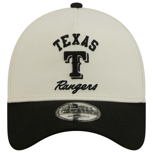 New Era Rangers 9FORTY A-Frame UPSD Arch Cap - Adult - White/Black - Image 2