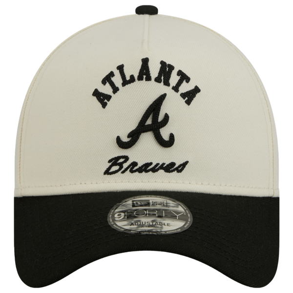 New Era Braves 9FORTY A-Frame Arch Cap - Adult - White/Black - Image 2