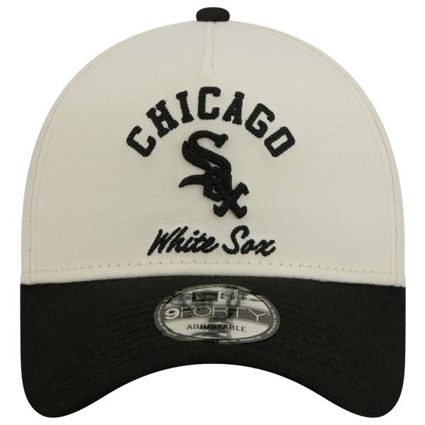 New Era White Sox 9FORTY A-Frame UPSD Arch Cap - Adult - Black/White - Image 2