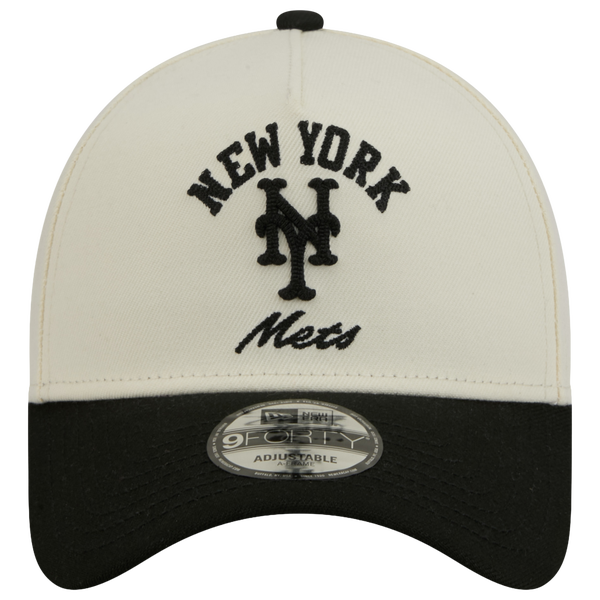 New Era Mets 9FORTY A-Frame UPSD Arch Cap - Adult - White/Black - Image 2