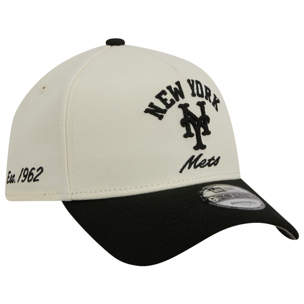 New Era Mets 9FORTY A-Frame UPSD Arch Cap - Adult - White/Black - Image 3
