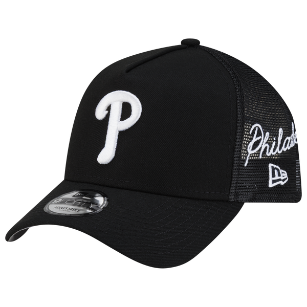 New Era Phillies 940AF Script Trucker Cap - Adult - Black