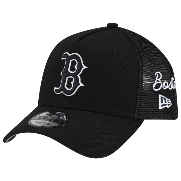 New Era Red Sox 940AF Script Trucker Cap - Adult - Black