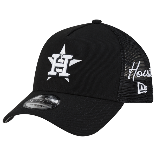 New Era Astros 940AF Script Trucker Cap - Adult - Black