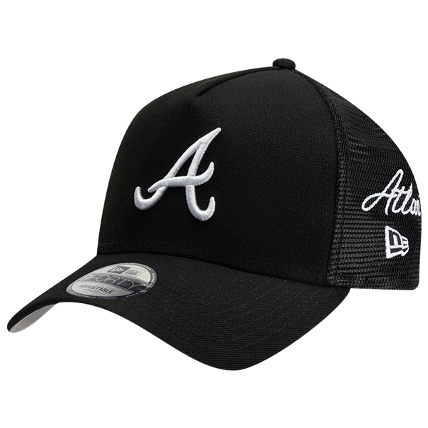 New Era Braves 940AF Script Trucker Cap - Adult - Black