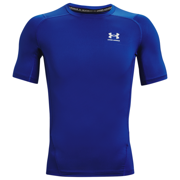 Under Armour HeatGear Compression S/S T-Shirt - Men's - White/Royal - Image 2
